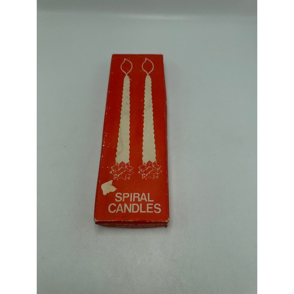 Vintage 10 Inch Spiral Taper Candles Red White Smokeless Dripless Set of 4